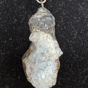 Silver and White Crystal Pendant Necklace